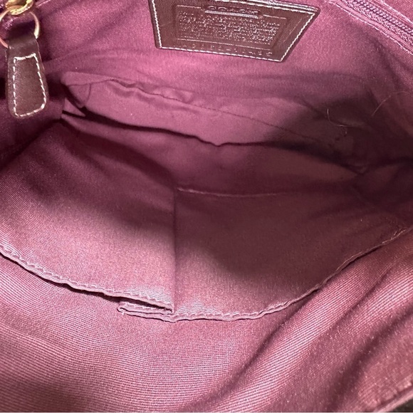 Coach Vintage Patchwork Shoulder Bag Signature Canvas Suede Brown Leather - Picture 12 of 13